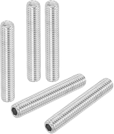 PATIKIL 50 Stück Madenschraube M5 x 35mm, 304 Edelstahl Madenschrauben Set für Türklinken Halterung Möbel Lampen Wasserhahn Reparaturen, Silber Innensechskant Gewindestifte Schrauben Set