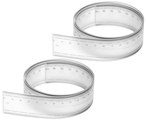 PATIKIL Flexibles Folienlineal, 100 cm, 0,1 mm Skala mit R-Winkel und Breitenlinien, transparenter PET-Kunststoff, gerades Lineal für Fabrik, transparent, 2 Stück