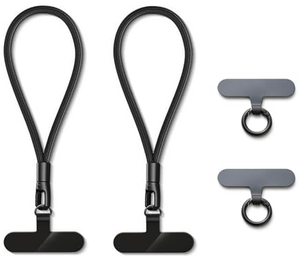 MORSUNBELA Handykette Universal Handykette Kurz, Handyband Handy Kette Kurz Handgelenk Lanyards, Schwarz Schlüsselband für Handyhülle Kameras Schlüssel