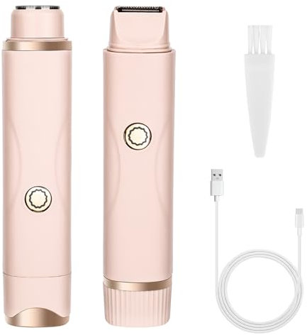 Trendecor Bikini Trimmer and Shaver for Women 2 in 1 Cordless Wet & Dry Electric Razors Face Legs Underarm Pubic Hair, Rechargeable IPX7 Waterproof Lady Body Shaver