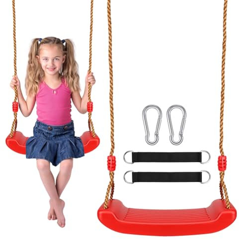 Wapasezyar Schaukel Garten, Kinderschaukel Outdoor Indoor, Schaukelsitz Schaukelbrett Brettschaukel für Kinder Jungen Mädchen zum Schaukeln, Garden Games Schaukelsitz, Schaukel Outdoor (Rot)