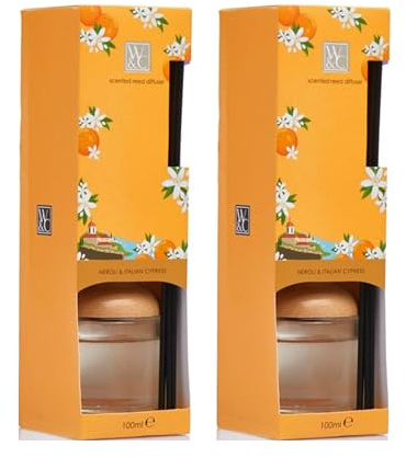 ark future Pack of 2 Scented Reed Diffusers 100ml – Neroli & Italian Cypress – Long-Lasting Fragrance Up to 4 Months – Home Aromatherapy with Natural Reeds in Ceramic Bottles