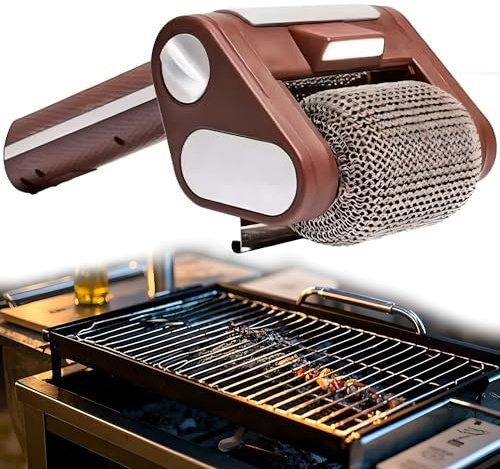 Cepillo de Parrilla de Acero Inoxidable Eléctrico, Cepillo de Parrilla Giratoria Sin Cerdas, Tambor Inalámbrico y Recargable, Desmontable de Acero Inoxidable, 350 RPM para la Limpieza de la Parrilla