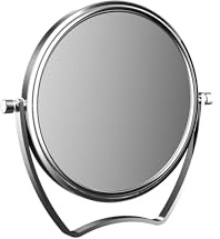 Calmwaters Reisespiegel, 5/1-fach Vergrößerung, Chrom, rund, zweiseitige Kristallglas-Spiegelfläche, Metallhalterung, Ø126 mm, Artikelnummer 80BS6258
