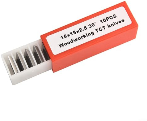 Feeshoppher Lot de 10 emporte-pièces en carbure de tungstène - 15 x 15 x 2,5 mm - Lames carrées à 4 bords 30° pour tour à bois et rabot en spirale - Bois dur tendre MDF HDF contreplaqué panneaux de