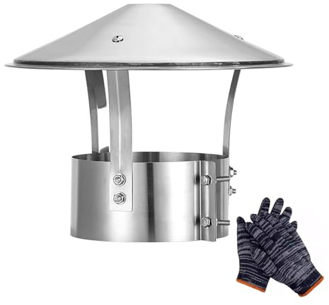 Chapeau de cheminée rond inox, Capot de cheminée, couvercle de cheminée hotte, Chapeau de pluie de toit, Chapeau d'évacuation de fumée pour Poêles Chaudières Cheminées(150 mm/5.9in)