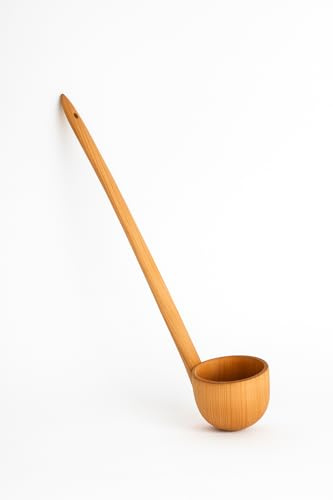 EraGreen Cazzuola in legno di ciliegio fatto a mano – 32 cm di lunghezza, 9 cm di larghezza – mestolo per zuppa & cazzuola sauna – mestolo naturale con manico lungo – adatto per alimenti e sostenibile