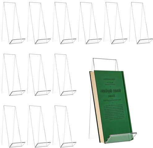 LDHHYH 12 Stück Buchaufsteller Durchsichtige Buchständer Acryl, 5 x 16.2 cm Buchaufstells Transparent Acryl Schrägsteller,Acryls Schrägsteller für Bücher,Bilderalben,Bilderbücher,Kunstwerken