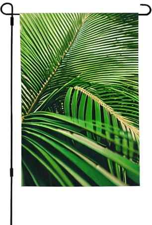 Drapeau de jardin double face feuilles de palmier 71 x 102 cm, bannière décorative pour porche, pelouse, terrasse, toutes saisons