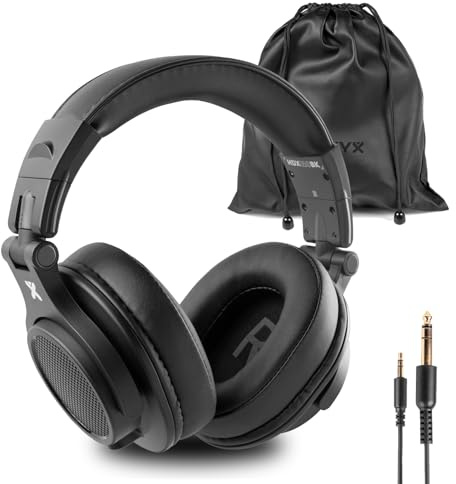 Vonyx HDX120BK Auriculares DJ con Drivers de 40 mm Negros | Almohadillas cómodas, sonido equilibrado, amplia compatibilidad, para mezcla y producción