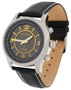 Marschall Deutsch sprechende Damen Armbanduhr I Mit Solarpanel I 1148sl I Funkarmbanduhr I Für Blinde, Senioren und Demenzkranke I Datum- und Zeitansage I Lederarmband