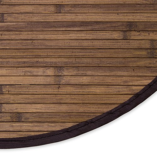 Homestyle4u 362, Bambusteppich rund 200 cm Bambusmatte Bad rutschfest Dunkel Braun