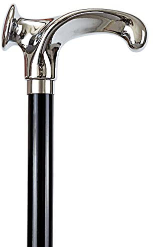 Gehstock Amalfi anatomisch geformter Relax-Derbygriff aus ABS, belastbar bis 130 Kg, schwarz lackierter Stock aus Buchenholz, inkl. Gummipuffer, Tragerichtung:Links