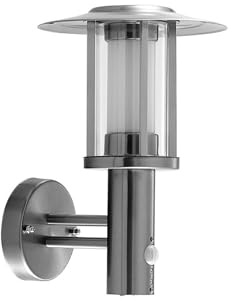 Lindby LED Wandleuchte außen Gregory mit Bewegungsmelder (spritzwassergeschützt (Modern) in Alu aus Edelstahl (1 flammig,) - Wandlampe für Außenwand/Hauswand Haus Terrasse und Balkon