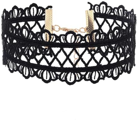 Zoestar Lace Choker Necklaces Vintage Black Elastic Stretch Necklace Chain Accessories for Women (1 black)