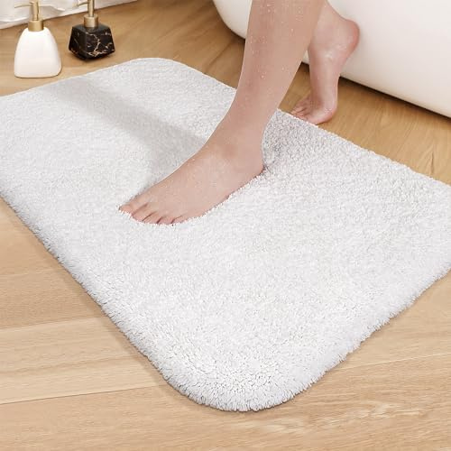 Color G Badezimmerteppich 40 x 60cm, rutschfest Badematte, Badvorleger rutschfest waschbar, Badteppich Saugfähig Flauschig, Badematten Badteppiche für Badezimmer Badewanne (Weiß)