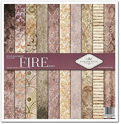 ITD Collection - Decoupage Papier Paket - Decopatch Papier 310 x 320 mm - Scrapbooking - Dekorpapier für DIY Alben Bullet Journals (Four elements-Fire, SLS-014)
