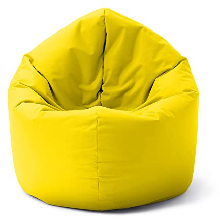 Lumaland Poltrona a sacco, pouf rotondo, 2 in 1, per ambienti interni ed esterni, con imbottitura da 300 l, 120 x 80 x 75 cm, impermeabile e robusta, giallo