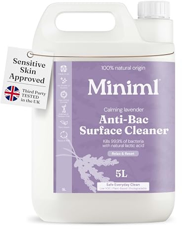 Miniml Eco Antibacterial Spray Surface Cleaner 5L Refill - French Lavender Scented Multi Purpose Anti-Bac Disinfectant Cleaning Product - Natural Plant Based Vegan Formula & Cruelty Free