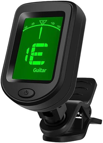 Jognee Gitarren-Stimmgerät, Clip-on Tuner für Gitarre, Bass, Violine, C-Ukulele, D-Ukulele, klares LCD-Display, kalibrierte Tonhöhe