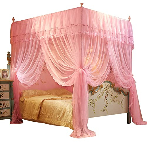 Bexdug 4 Corner Bed Canopy Curtain - Bed Netting Canopy for Girls | Drape Netting, Canopy Curtain, Bed Net for Girls & Adults, Bedroom Decoration