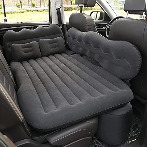 ilbcavne Matelas Gonflable Lit De Voiture Matelas Pneumatique SUV avec Pompe à Air Et Oreillers pour Voyage, SièGe ArrièRe Lit Voiture pour Camping Piscine Plage Voyages(Color:Black)