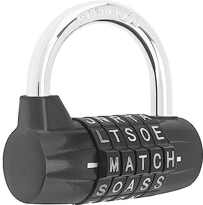 HOJLKLD Cadenas à Code, Cadenas à Combinaison de 5 lettres, Cadenas Casier, Manille de 7mm pour les casier de l'école, de gym, les portes, les valises, les cabanes (1, Noir)