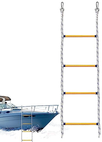 shengyi Schlauchbootleiter 4 Stufen Bootsleiter - Badeleiter Bootsleiter, Nylon Strickleiter Mit 4 Stufen, Schlauchbootleiter Badeleiter Strickleiter 4 Stufig Incl