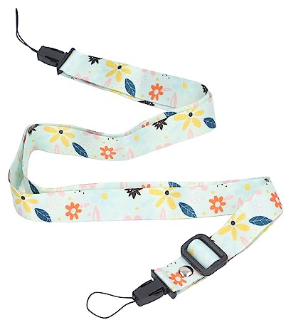 Ciciglow Sangle d'Appareil Photo Réglable, 1,2 M Motif imprimé Caméra Cou Bandoulière Universelle pour Mini 12 11 8 9 Appareil Photo (Fleurs de Fond Vert)
