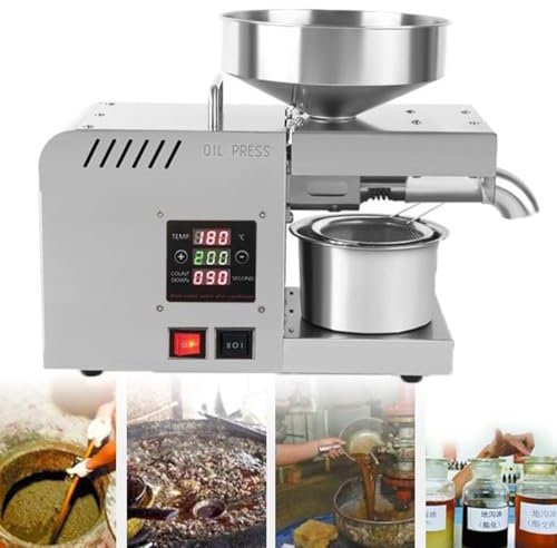 Pressa per olio automatica, pressa per olio a caldo/freddo da 600 W in acciaio inossidabile, pressa per olio elettrica per arachidi, girasole, tè, noci, oliva, olio di cocco, lino