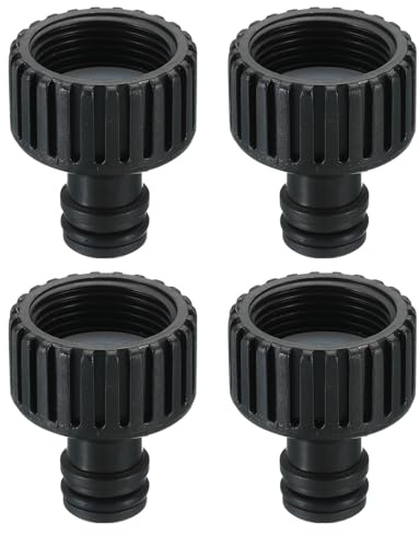 PATIKIL G3/4 Plastic Garden Connector Hose Fitting, 4 Pack Female Thread Garden Hose Hose Quick Connector Adapter for Gardening Drip, Black