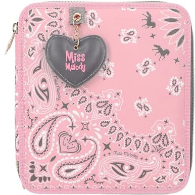Depesche 12766 Miss Melody Bandana - Gefüllte 2-Fach Federtasche mit Bandana-Muster, rosa Federmappe mit Buntstiften, Lineal, Schere uvm.