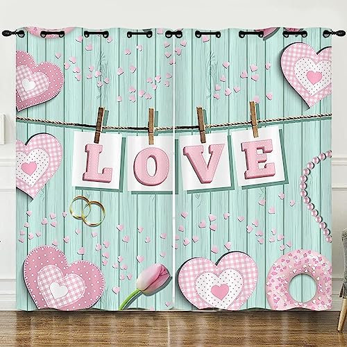 Schattierung Vorhänge 2Er Set 3D Rosa Liebeskrapfen Druck Isolierung Schalldichte Kinder Gardinen Blickdicht Mit Ösen Vorhang Fenster Für Wohnzimmer Schlafzimmer Balkon 2 X 117 X 230 Cm -8G0K8F2W8C7S2