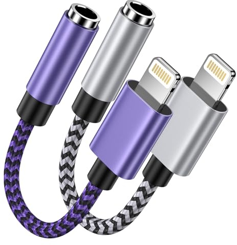 Haoano Lightning auf 3.5mm Kopfhöreranschluss Adapter,2 Pack iPhone auf Aux Adapter,iPhone Kopfhörer Adapter,Kompatibel for iPhone14/12/11/XS/XR/X /8, i Pad Pro/Mini,Headset, Kopfhörer
