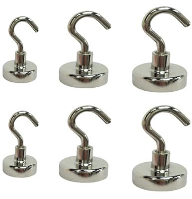 Yiarsky 6 ganci magnetici da 20/25/32 mm, possono contenere 20 kg, forte gancio magnetico rimovibile, magnete al neodimio gancio rotondo magnetico per cucina, barbecue, armadietto frigorifero