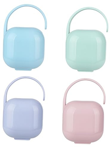 Pacifier Storage Box 4pcs Pp Portable Holder Case for Baby | Pacifier Cover for Bag Use, Clean Keep Function, Carrying Handle, Outdoor Carry Case Random Color