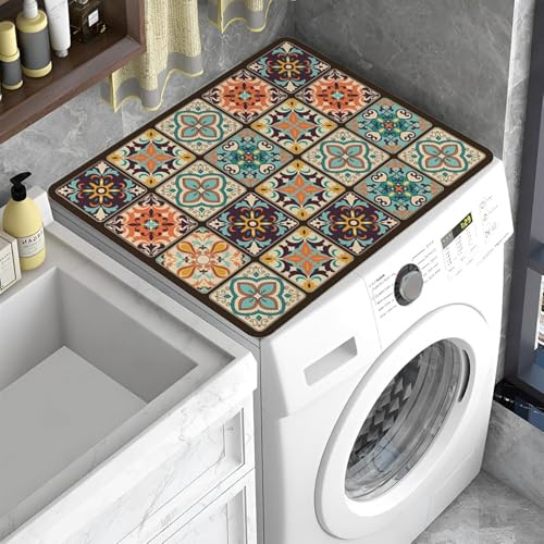 ZeiLaBang Kakadi Waschmaschinenauflage 60x60CM,Abdeckung für Waschmaschine | Waschmaschinen Staubschutz,Kühlschrank Waschmaschinenabdeckung,Multifunktional Kühlschrank-Bodenschutz Pads