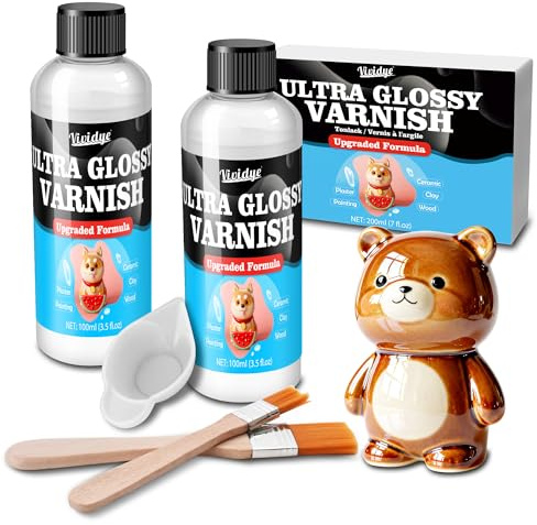 Air Dry Clay Glaze - 200ml Upgraded Ultra-Gloss Varnish Sealant, High Gloss Finish, Prevent Scratch Resistant, Yellowing, Waterproof - Clay Varnish for Pottery, Polymer Clay, Acrylic Painting