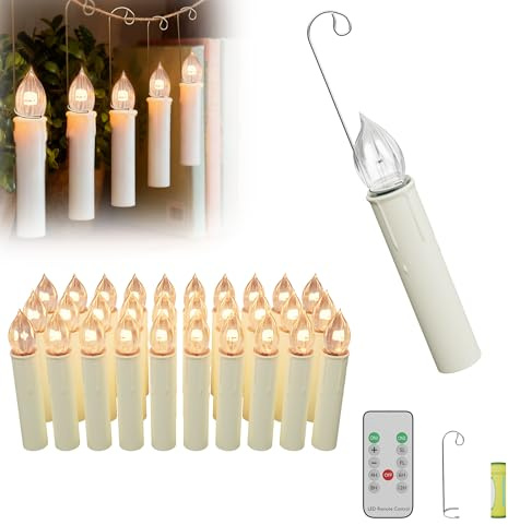 XMTECH LED Christbaumkerzen Kabellos – LED Kerzen 20er Set mit 20 Haken, Fernbedienung & Timer, mit Batterien, Warmweiß – Weihnachtsbaumkerzen für Deko, Feiern & Hochzeit