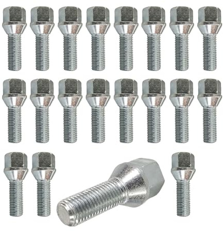 20x Boulon de roue M14x1.5 conique 60° 25mm | taille de la clé 17mm compatible avec Peugeot 807 807 Van Expert I Expert I Plancher Exp