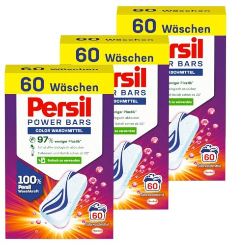 Persil Power Bars Color Waschmittel 180 Waschladungen, vordosiertes Vollwaschmittel in nachhaltiger Verpackung, für hygienisch reine Wäsche bereits ab 20° C