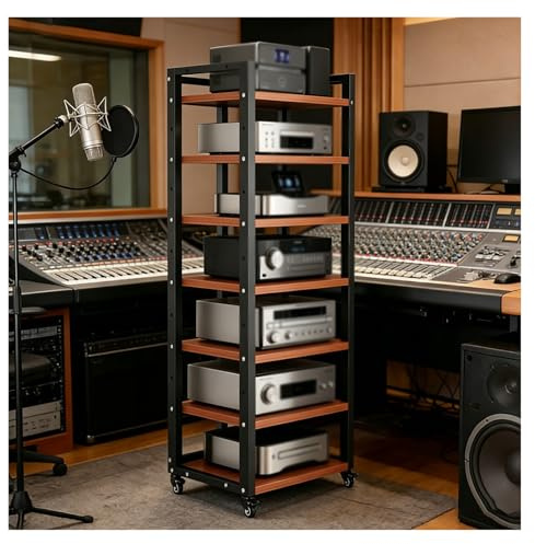 Generico Supporto TV Angolare Multifunzionale,Mobile Stereo Hi Fi Rack HiFi Mobile Multimediale Audio-Video,Mobiletto Portaoggetti Stereo Audio A 7 Ripiani per Soggiorno,Ufficio, Home Theater(Red)