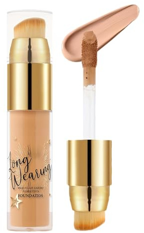 Base per trucco liquido | 12 g Base impermeabile anti-occhiaie, con pennello e barra antimacchia a doppia punta, per donna fidanzata madre ed eventi e feste