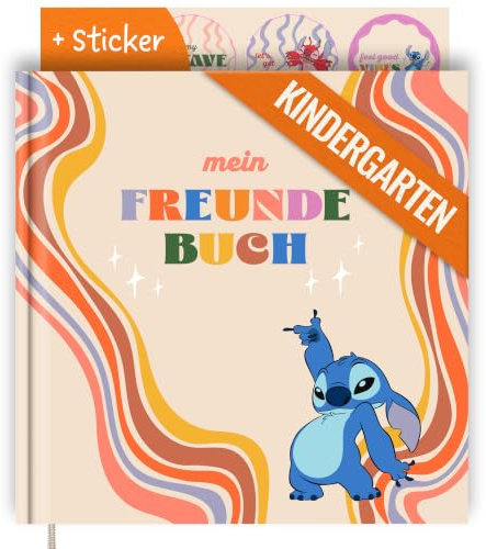 PRINTHOUSE Stitch Freundebuch Kindergarten Mädchen Inkl. Sticker - Offiziell Lizensiertes Disney Produkt - Freundschaftsbuch Kindergarten Freundebuch Mädchen Meine Kindergartenfreunde Buch 20x20