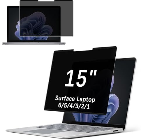 NicMool Magnético Filtro de Pantalla de Privacidad para 15 pulgadas Surface Laptop 6/5/4/3/2/1, Antiluz Azul Antirreflejos Anti UV, Extraíble Privacy de Protector Pantalla para Surface 15