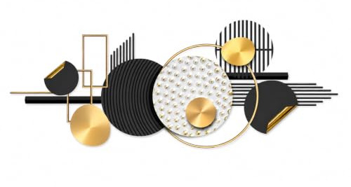 Gold Black Metal Wall Art 3D Geometric Sculpture