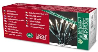 Konstsmide LED Minilichterkette, 35 warm weiße Dioden, 230V, Innen, grünes Kabel - 6302-100