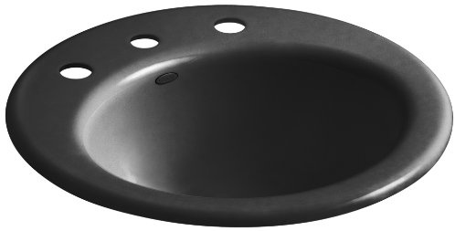 KOHLER K-2917-8-7 Radiant Self-Rimming Bathroom Sink with 8 Centers, Black Black