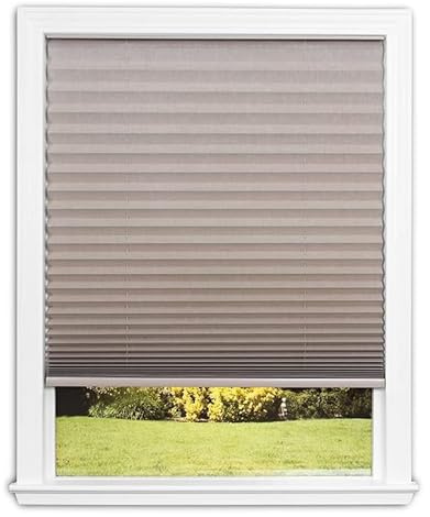 Redi Shade No Tools Easy Lift Trim-at-Home Cordless Pleated Light Blocking Fabric Shade Natural, 36 W x 64 L, (Fits windows 19 in - 36 in)