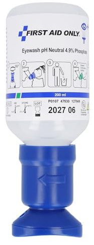 First Aid Only Augenspülflasche 200ml Phosphatpufferlösung (4,9%) / Erste-Hilfe Augendusche mit neutralisierender Lösung/Effektive Augenreinigung bei Säuren und Laugen/P-44012 00